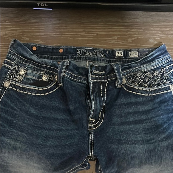 Miss Me Blue Jeans with Ornate Stitching and Embellishments - Picture 2 of 6